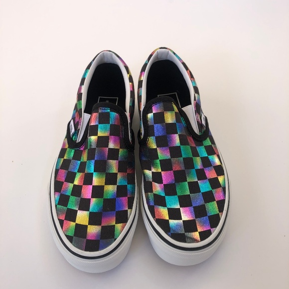 vans classic slip on iridescent check